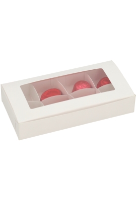 Bonbondoosjes Wit Relief Transp.Venster 16x8x3cm 10stuks Bonbondoosjes Wit Relief Transp.Venster 16x8x3cm 10stuks