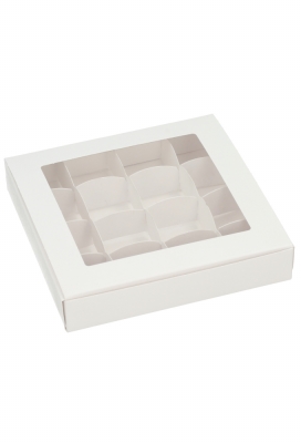 Bonbondoosjes Bonz Wit Transpant Venster 16x16x3cm 10stuks Bonbondoosjes Bonz Wit Transpant Venster 16x16x3cm 10stuks