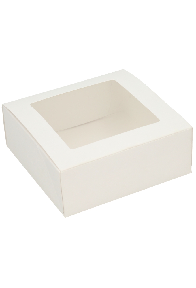 Geschenkdoos Cateringdoos Lino Wit Venster 16x16x6cm 10stuks