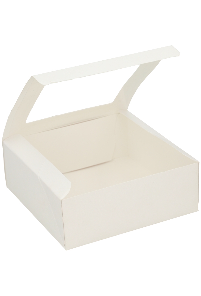 Geschenkdoos Cateringdoos Lino Wit Venster 16x16x6cm 10stuks