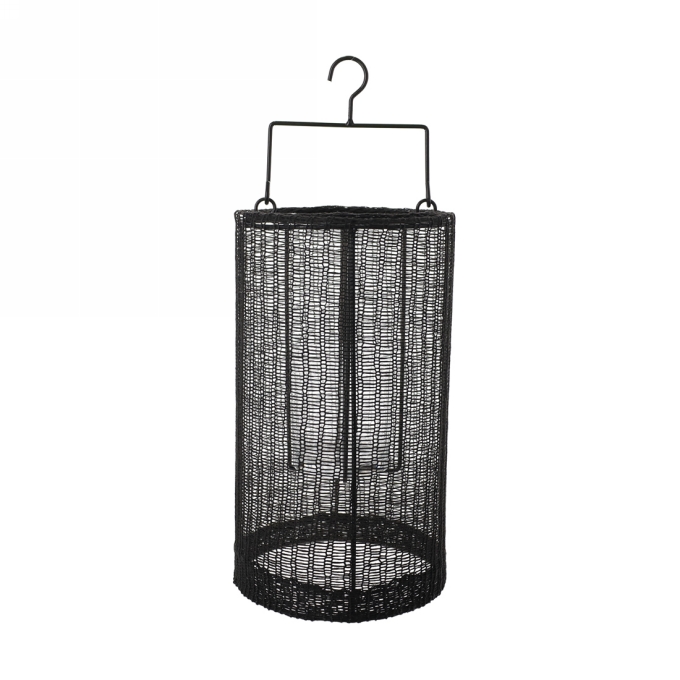 Jens Living Geweven Lantaarn Indy Large Zwart 18x18x33cm 1stuks