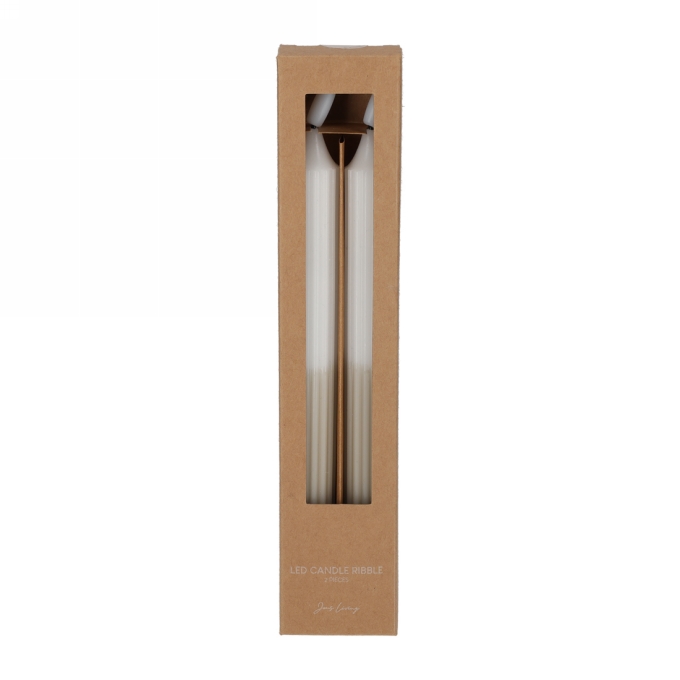 Jens Living Led Dinerkaars Ribbel Wit & Taupe set van 2st 2x2x24cm 1st Jens Living Led Dinerkaars Ribbel Wit & Taupe set van 2st 2x2x24cm 1st