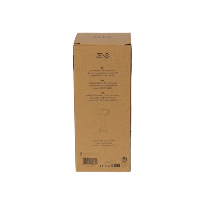 Jens Living Led Touch Lamp Zwart 8.8x8.8x22.5cm 1stuks