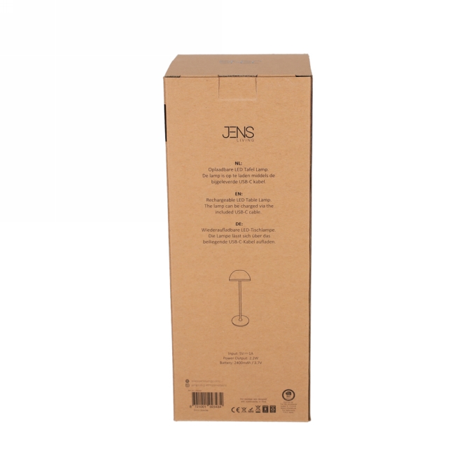 Jens Living Led Tafellamp Zwart 11x11x28.5cm 1stuks