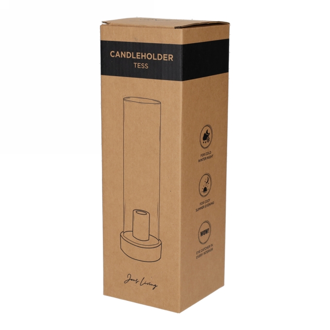 Jens Living Kandelaar Tess Zwart 9x9x28.5cm 1stuks