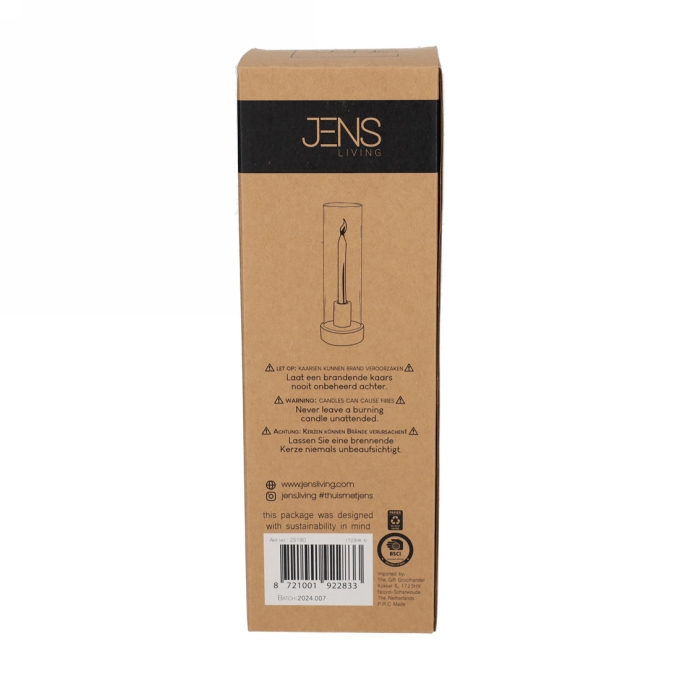 Jens Living Kandelaar Tess Zwart 9x9x28.5cm 1stuks Jens Living Kandelaar Tess Zwart 9x9x28.5cm 1stuks