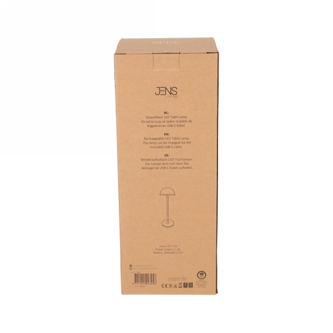 Jens Living Led Tafellamp Beige 11x11x28.5cm 1stuks Jens Living Led Tafellamp Beige 11x11x28.5cm 1stuks