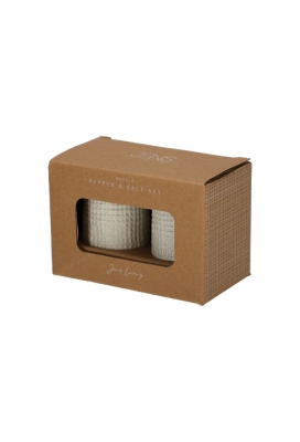 Jens Living Wafel Peper & Zout Set Steengrijs 9.5x5x7.5cm 1stuks Jens Living Wafel Peper & Zout Set Steengrijs 9.5x5x7.5cm 1stuks