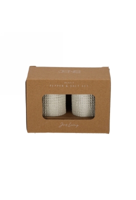 Jens Living Wafel Peper & Zout Set Steengrijs 9.5x5x7.5cm 1stuks Jens Living Wafel Peper & Zout Set Steengrijs 9.5x5x7.5cm 1stuks
