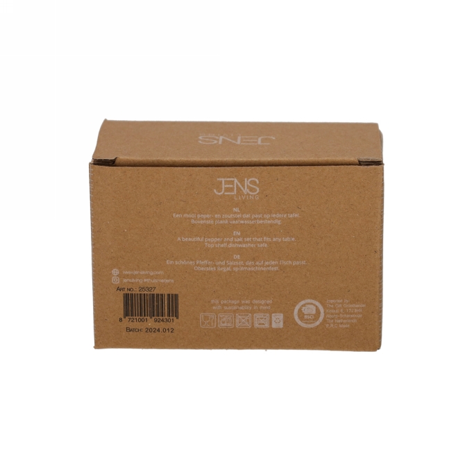 Jens Living Wafel Peper & Zout Set Steengrijs 9.5x5x7.5cm 1stuks Jens Living Wafel Peper & Zout Set Steengrijs 9.5x5x7.5cm 1stuks