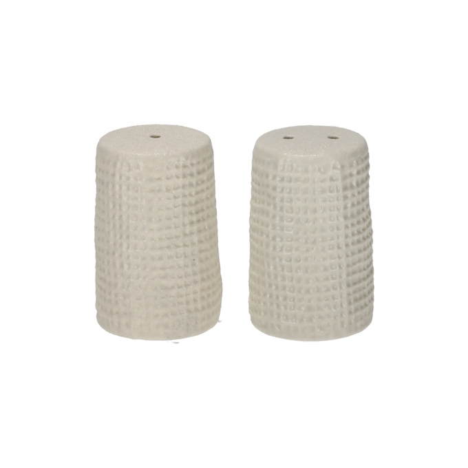 Jens Living Wafel Peper & Zout Set Steengrijs 9.5x5x7.5cm 1stuks Jens Living Wafel Peper & Zout Set Steengrijs 9.5x5x7.5cm 1stuks