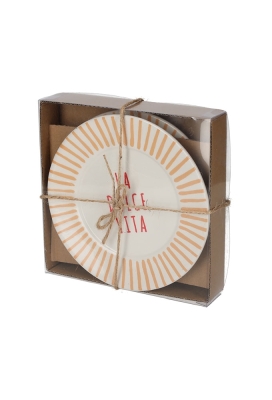 Jens Living La Dolce Vita Bordjes Perzik set van 2st 16x16x2.8cm 1st Jens Living La Dolce Vita Bordjes Perzik set van 2st 16x16x2.8cm 1st