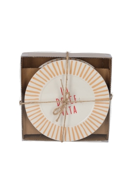 Jens Living La Dolce Vita Bordjes Perzik set van 2st 16x16x2.8cm 1st Jens Living La Dolce Vita Bordjes Perzik set van 2st 16x16x2.8cm 1st