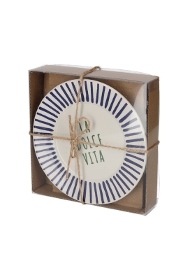 Jens Living La Dolce Vita Bordjes Blauw set van 2stuks 16x16x2.8cm 1st Jens Living La Dolce Vita Bordjes Blauw set van 2stuks 16x16x2.8cm 1st
