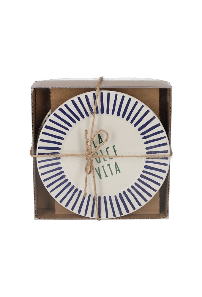 Jens Living La Dolce Vita Bordjes Blauw set van 2stuks 16x16x2.8cm 1st