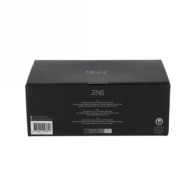 Jens Living Poke Bowl Zwart 24x13.5x8.5cm 1stuks Jens Living Poke Bowl Zwart 24x13.5x8.5cm 1stuks