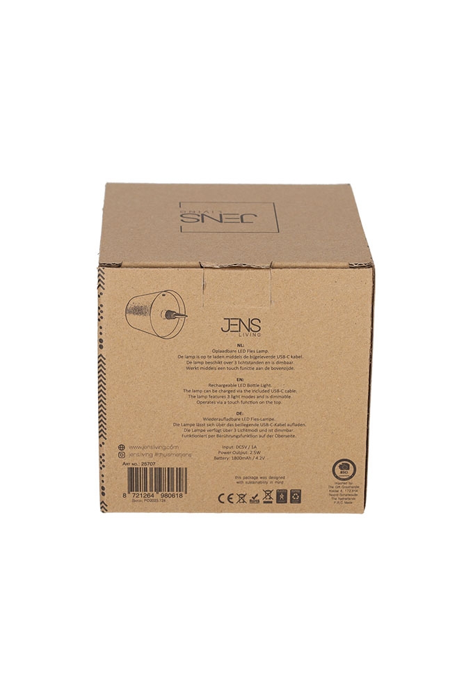 Jens Living Led Fles Lamp Zwart 11x11x14.5cm 1stuks Jens Living Led Fles Lamp Zwart 11x11x14.5cm 1stuks
