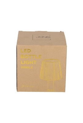 Jens Living Led Fles Lamp Ribbel Taupe 11.2x11.2x14.5cm 1stuks Jens Living Led Fles Lamp Ribbel Taupe 11.2x11.2x14.5cm 1stuks