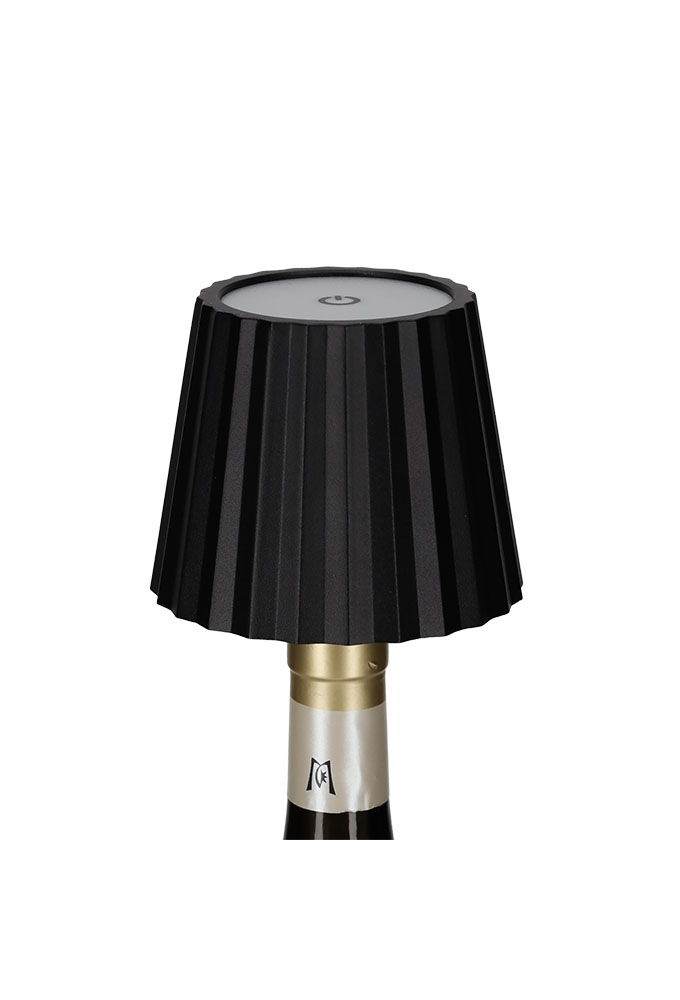 Jens Living Led Fles Lamp Ribbel Zwart 11.2x11.2x14.5cm 1stuks Jens Living Led Fles Lamp Ribbel Zwart 11.2x11.2x14.5cm 1stuks