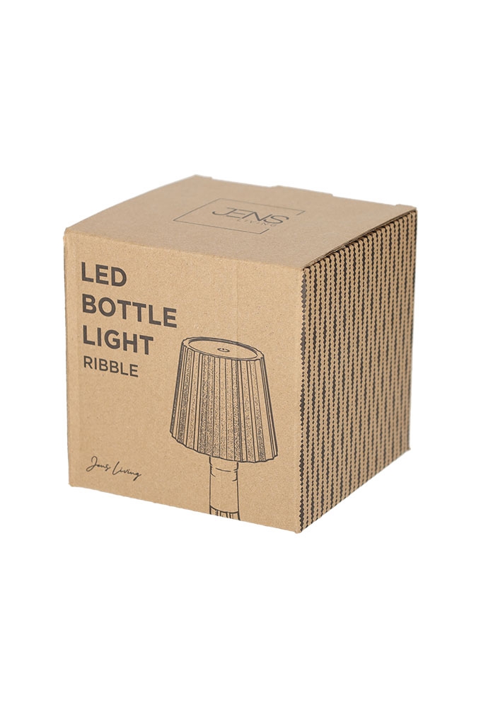 Jens Living Led Fles Lamp Ribbel Zwart 11.2x11.2x14.5cm 1stuks Jens Living Led Fles Lamp Ribbel Zwart 11.2x11.2x14.5cm 1stuks