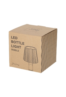Jens Living Led Fles Lamp Ribbel Zwart 11.2x11.2x14.5cm 1stuks Jens Living Led Fles Lamp Ribbel Zwart 11.2x11.2x14.5cm 1stuks