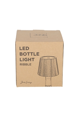 Jens Living Led Fles Lamp Ribbel Zwart 11.2x11.2x14.5cm 1stuks Jens Living Led Fles Lamp Ribbel Zwart 11.2x11.2x14.5cm 1stuks