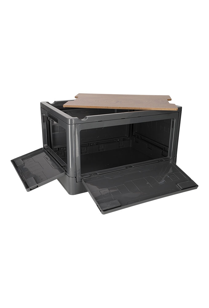 Norlander Krat met houten deksel Antraciet 43.7x30.7x25cm 1stuks