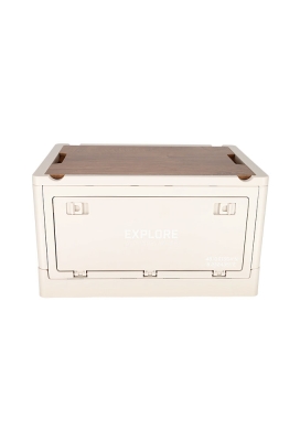 Norlander Krat met houten deksel Off white 43.7x30.7x25cm 1stuks