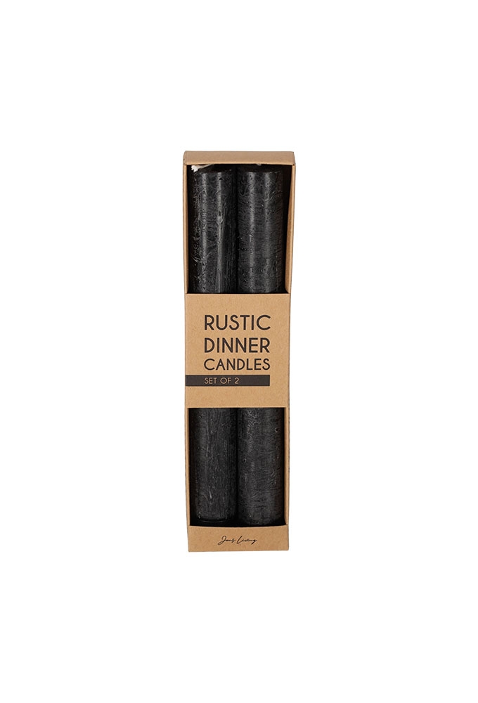Jens Living Rustieke Dinerkaarsen Zwart set van 2st 2.3x2.3x20cm 1st
