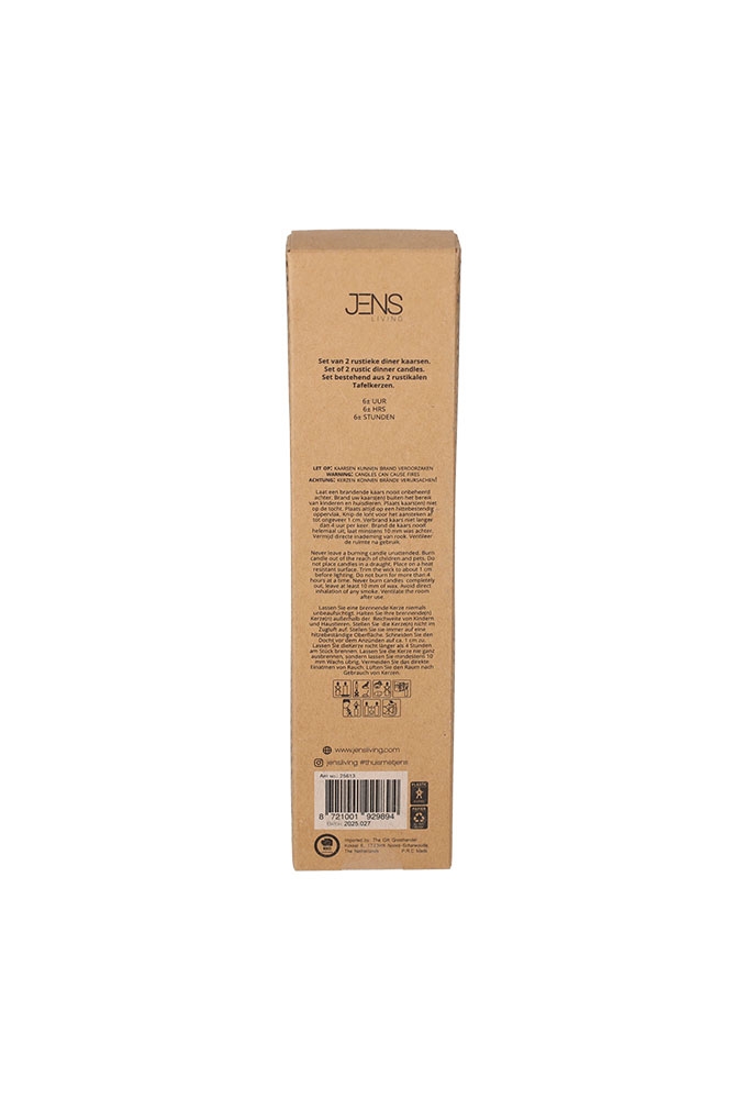 Jens Living Rustieke Dinerkaarsen Zwart set van 2st 2.3x2.3x20cm 1st