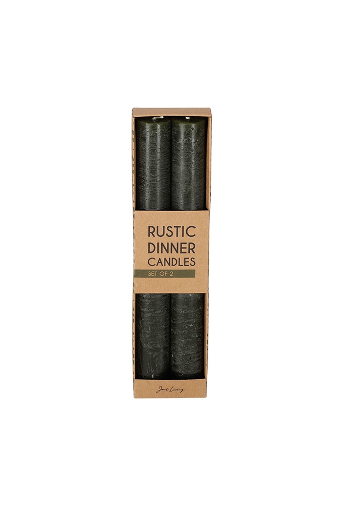 Jens Living Rustieke Dinerkaarsen Groen set van 2st 2.3x2.3x20cm 1st