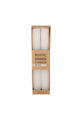 Jens Living Rustieke Dinerkaarsen Wit set van 2st 2.3x2.3x20cm 1st