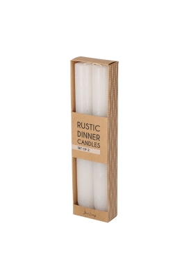 Jens Living Rustieke Dinerkaarsen Wit set van 2st 2.3x2.3x20cm 1st