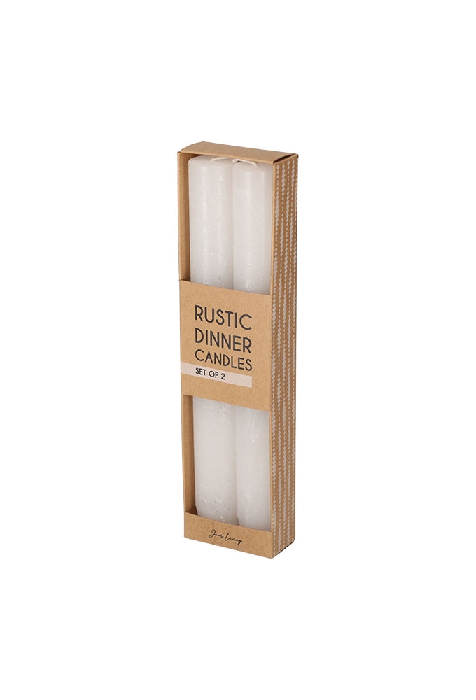Jens Living Rustieke Dinerkaarsen Wit set van 2st 2.3x2.3x20cm 1st