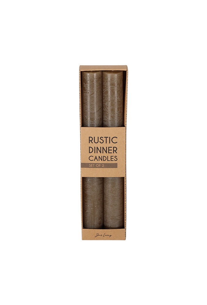 Jens Living Rustieke Dinerkaarsen Bruin set van 2st 2.3x2.3x20cm 1st