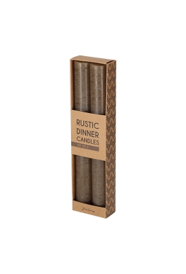 Jens Living Rustieke Dinerkaarsen Bruin set van 2st 2.3x2.3x20cm 1st