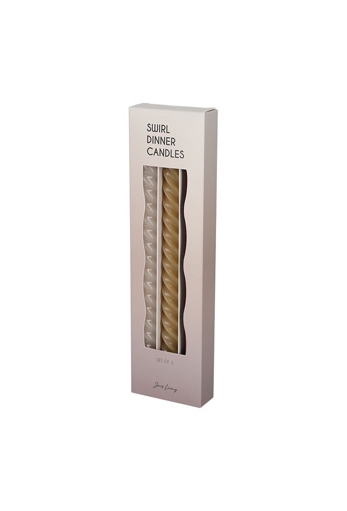 Jens Living Swirl Dinerkaarsen Taupe set van 3stuks 2x2x24.5cm 1stuks