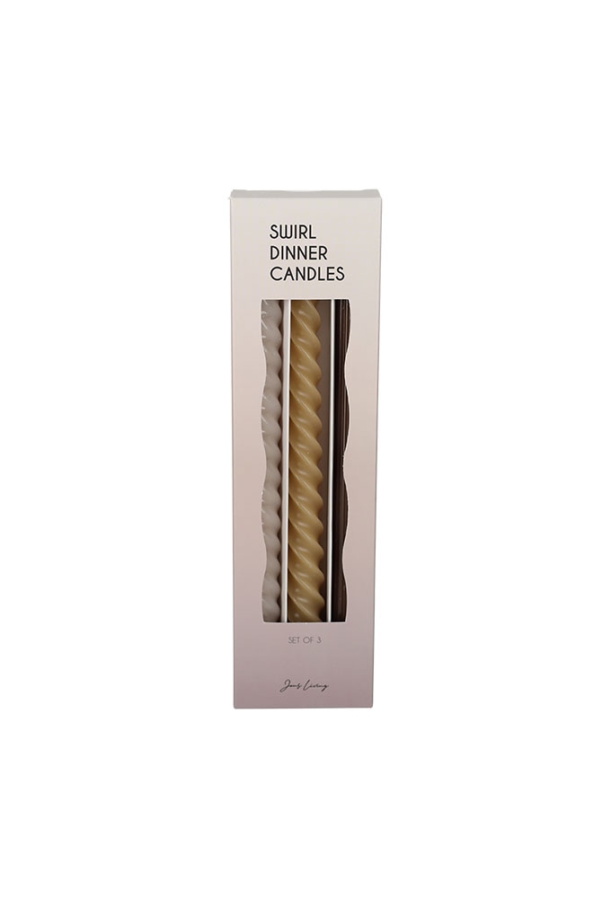 Jens Living Swirl Dinerkaarsen Taupe set van 3stuks 2x2x24.5cm 1stuks