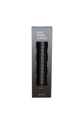 Jens Living Swirl Dinerkaarsen Grijs & Zwart set 3st 2x2x24.5cm 1st