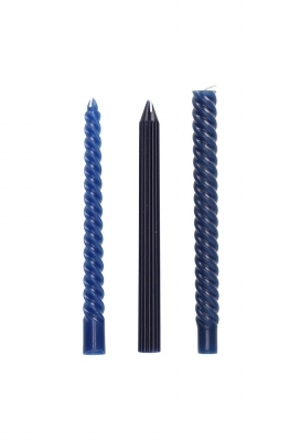 Jens Living Swirl Dinerkaarsen Blauw set van 3stuks 2x2x24.5cm 1stuks