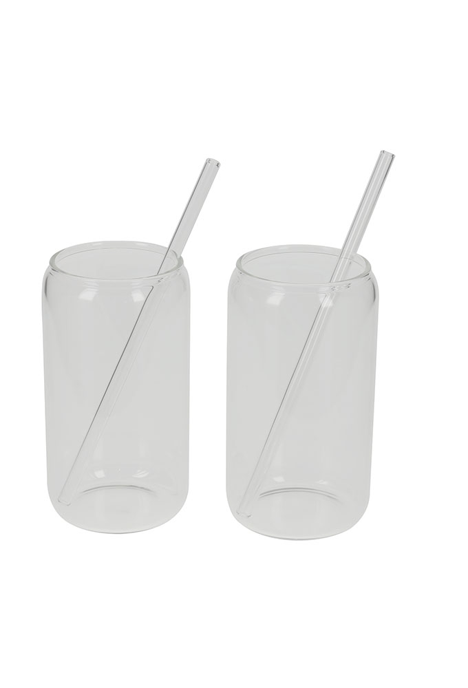 Jens Living Cocktailglazen met Rietje set van 2stuks 7x7x19cm 1stuks