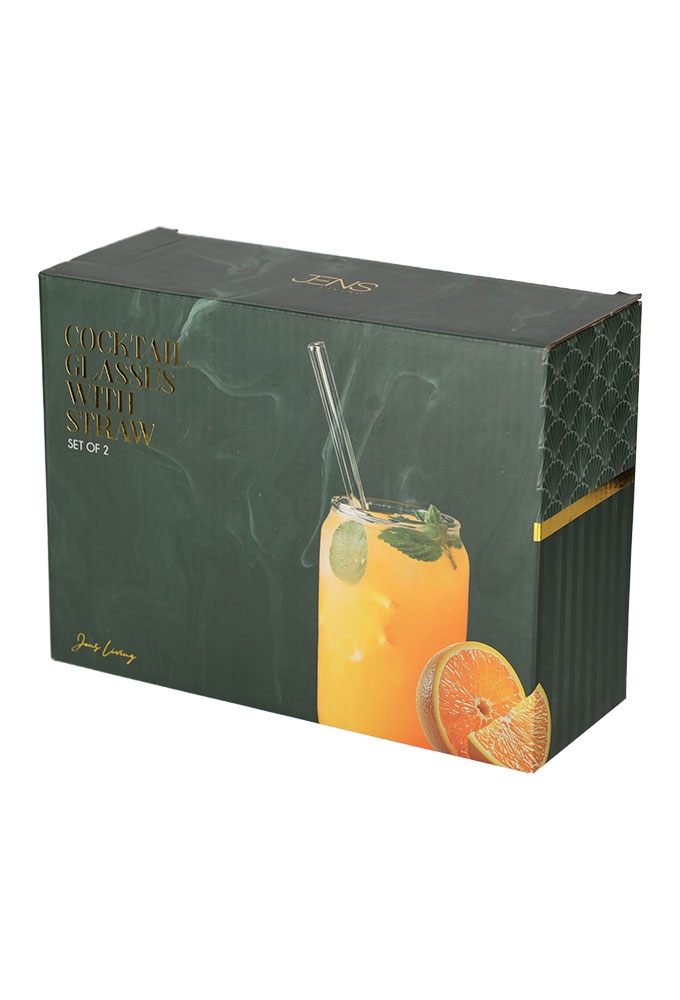 Jens Living Cocktailglazen met Rietje set van 2stuks 7x7x19cm 1stuks
