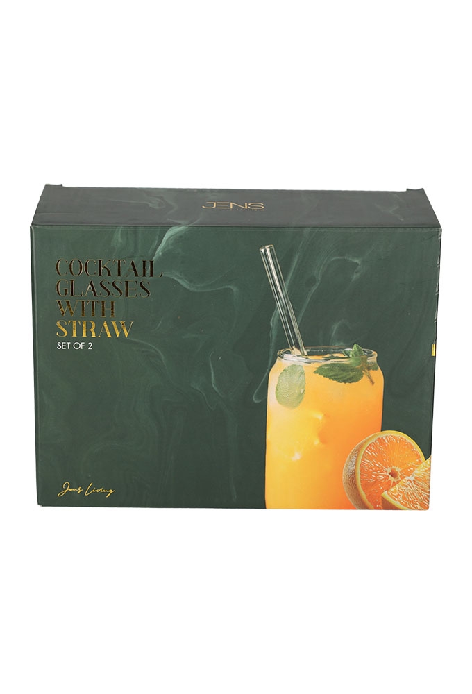Jens Living Cocktailglazen met Rietje set van 2stuks 7x7x19cm 1stuks
