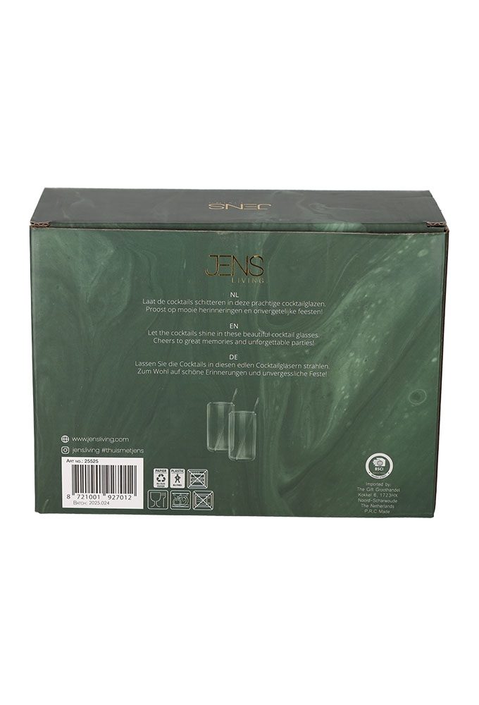 Jens Living Cocktailglazen met Rietje set van 2stuks 7x7x19cm 1stuks