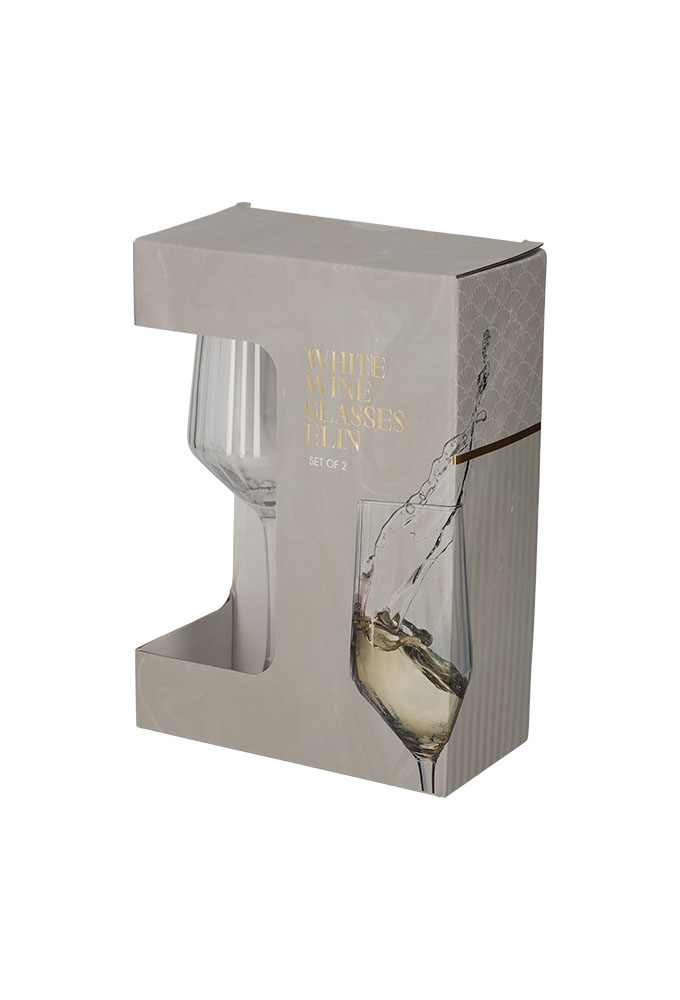 Jens Living Witte Wijnglazen Elin set van 2stuks 7.5x7.5x23.5cm 1stuks