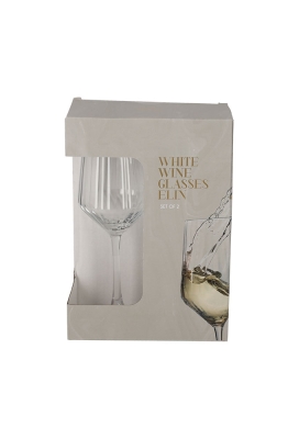 Jens Living Witte Wijnglazen Elin set van 2stuks 7.5x7.5x23.5cm 1stuks
