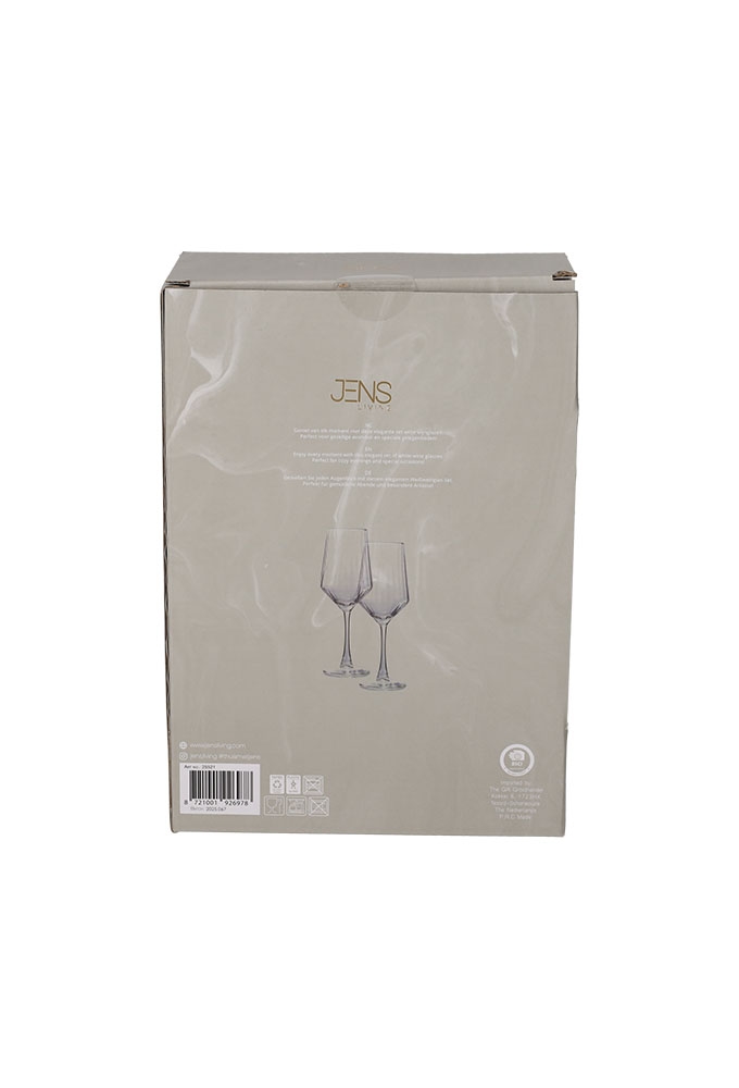 Jens Living Witte Wijnglazen Elin set van 2stuks 7.5x7.5x23.5cm 1stuks