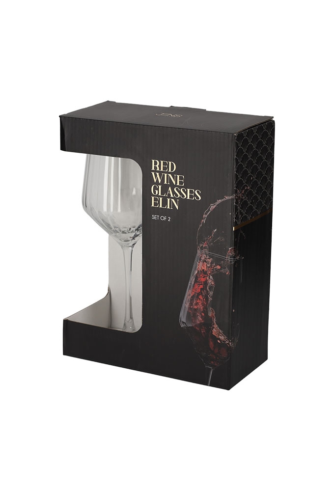 Jens Living Rode Wijnglazen Elin set van 2stuks 8.2x8.2x24.2cm 1stuks