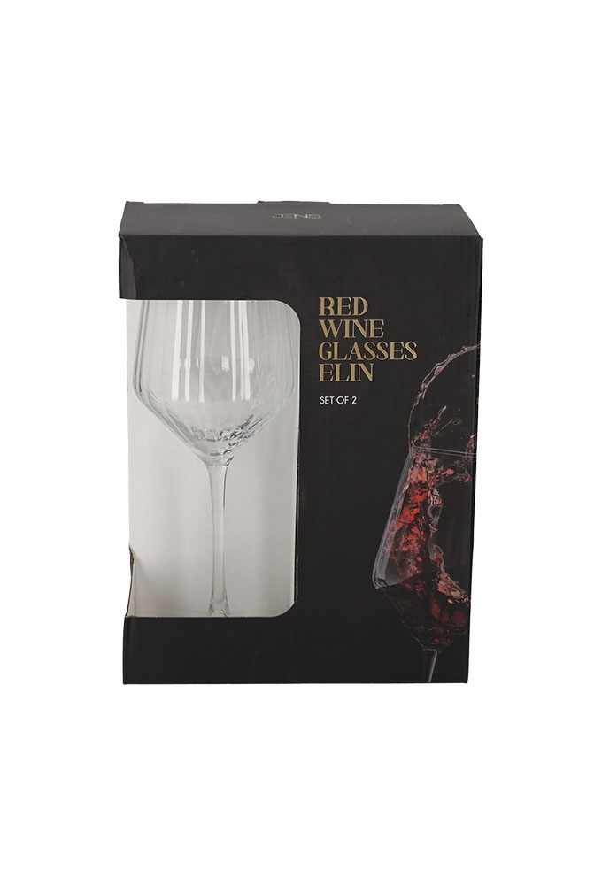 Jens Living Rode Wijnglazen Elin set van 2stuks 8.2x8.2x24.2cm 1stuks