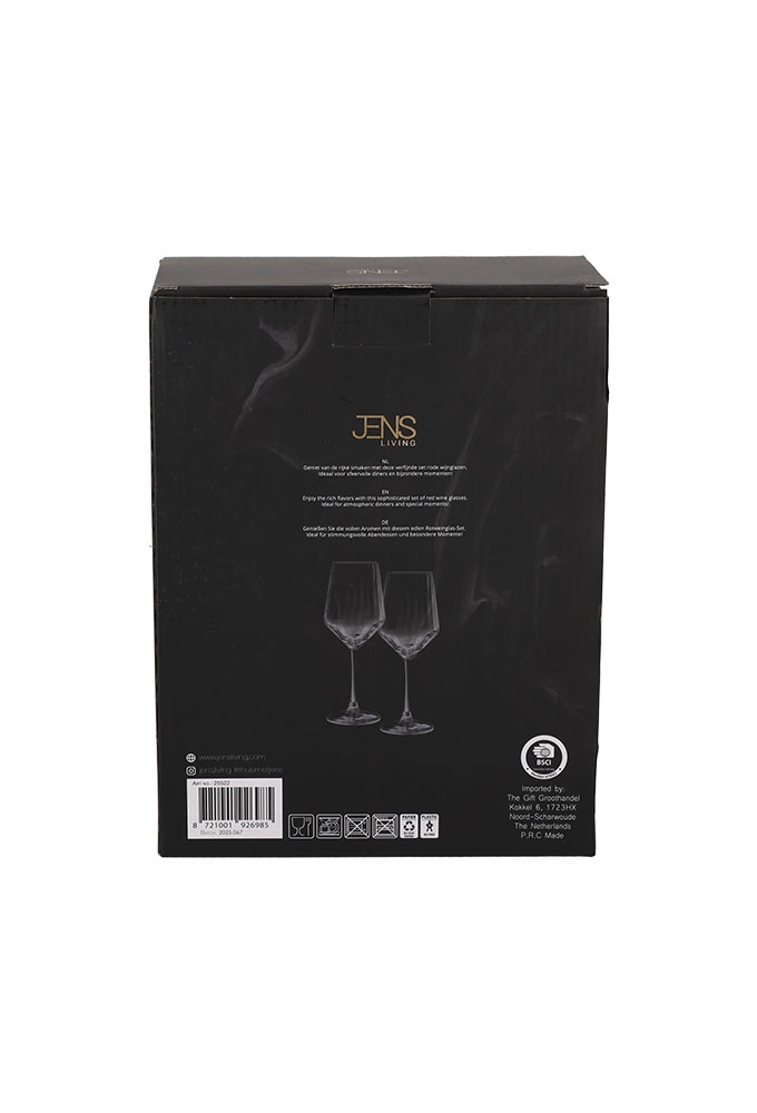 Jens Living Rode Wijnglazen Elin set van 2stuks 8.2x8.2x24.2cm 1stuks